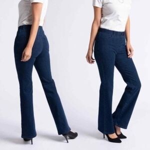 Betabrand Blue Jeans Pull On Bootcut Yoga Fit Denim Stretch Flare Indigo LG
